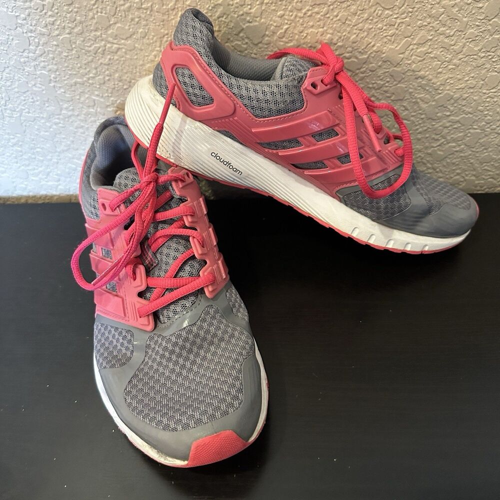 Adidas Duramo Sneakers Athletic Shoes Grey / Hot Pink Womens 8 Cloud foam